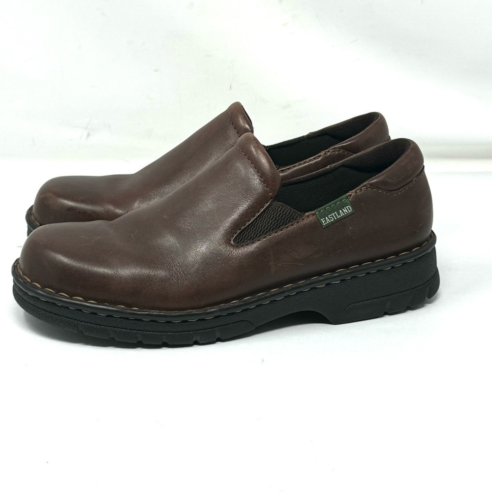 Vintage Eastland Brown Leather Chunky Slip On Loafers Y2K